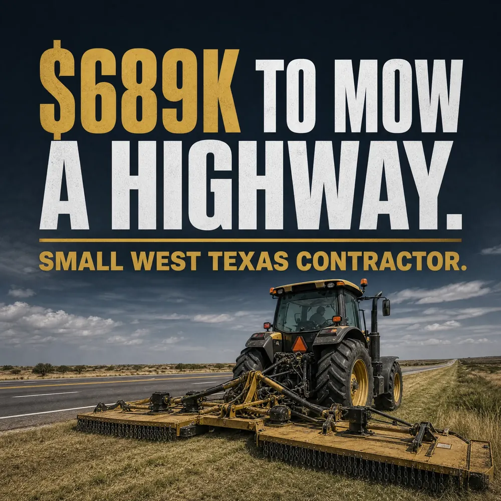 $689K to mow a highway. Awarded to a small West Texas contractor.
